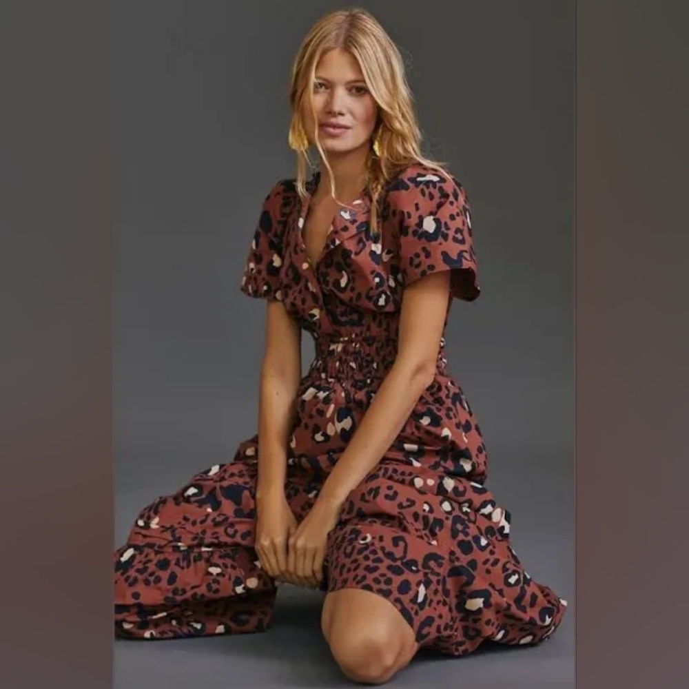 Anthropologie Maeve Leopard Somerset Maxi Sundress XS